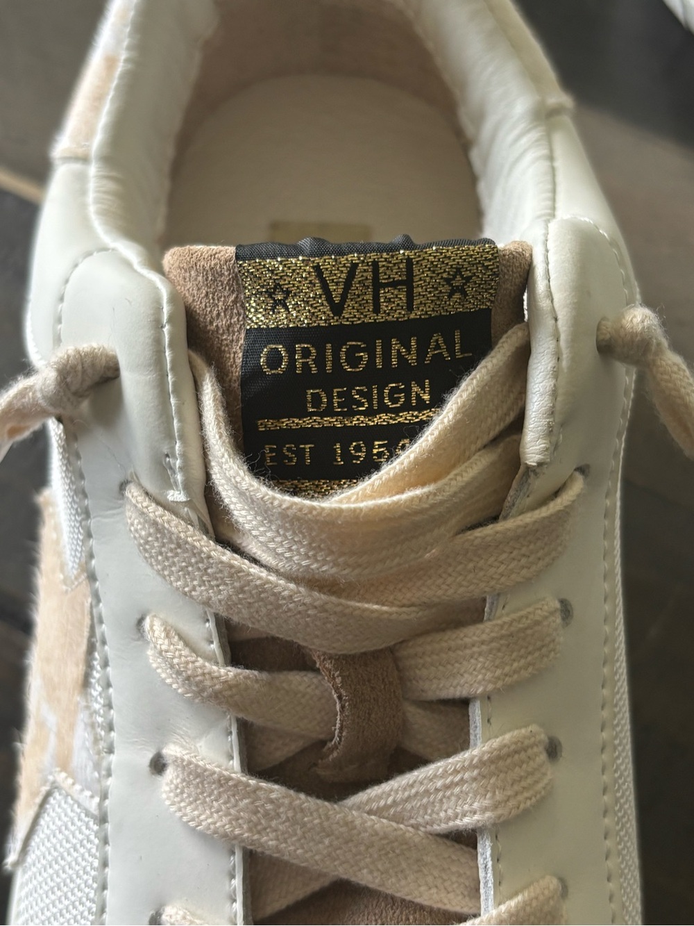 Vintage Havana Hair-On-Hide Star Sneakers | White Beige Leather | W’s Size 11 - Picture 3 of 11
